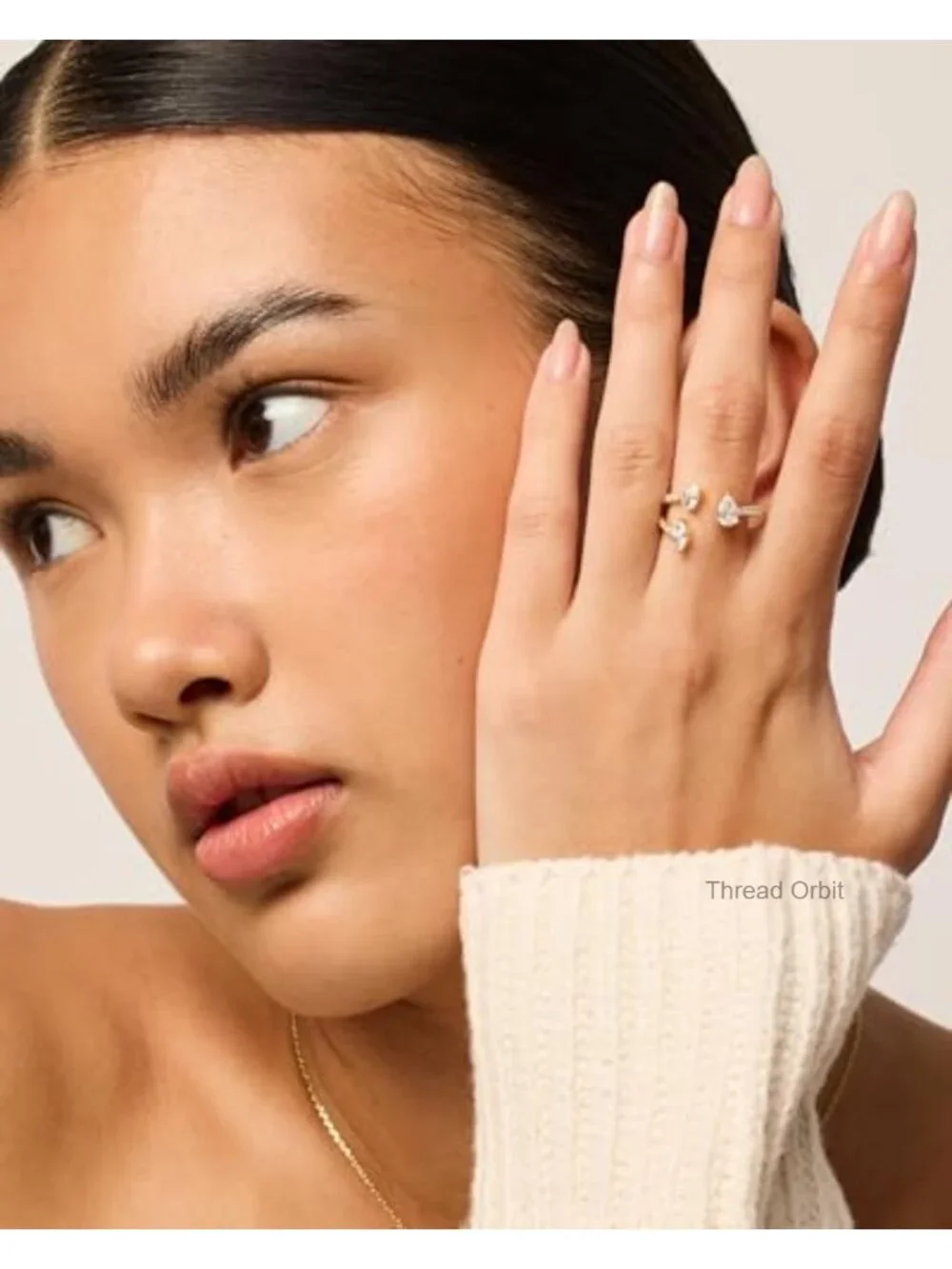 14K Gold Plated Cubic Zirconia Bypass Open Band Stackable Ring